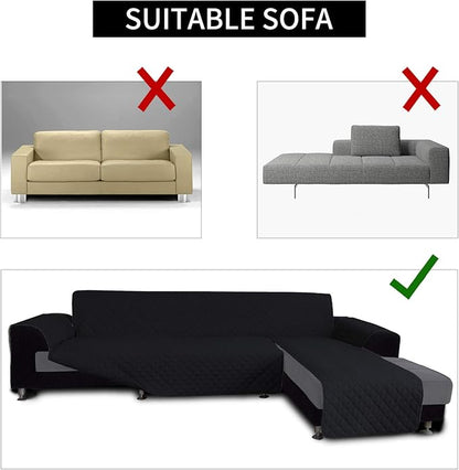 Easy-Going L Shape Sofa Cover - Chaise Lounge Slip Cover Reversible Sofa Protector for Pets, Kids & Furniture (X-Large, Black/Black)