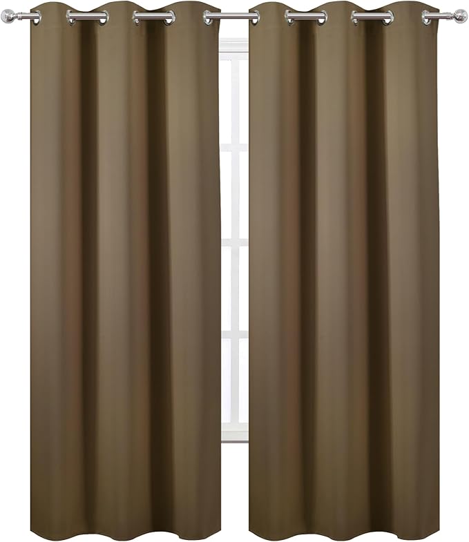 LEMOMO Brown Thermal Blackout Curtains/38 x 84 Inch/Set of 2 Panels Room Darkening Curtains for Bedroom