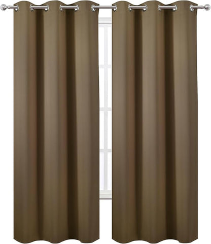 LEMOMO Brown Thermal Blackout Curtains/38 x 84 Inch/Set of 2 Panels Room Darkening Curtains for Bedroom