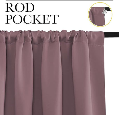 NICETOWN RV Blackout Curtains for Camper Windows, Dry Rose, 34" x 30", Set of 2, Kitchen Curtains, Short Blackout Drapes, Thermal Insulated Rod Pocket Window Treatment Draperies for Nursery