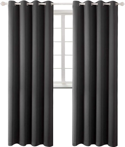 BGment Blackout Curtains for Bedroom - Grommet Thermal Insulated Room Darkening Curtains for Living Room, Set of 2 Panels, Each 55 x 96 Inch, Dark Grey