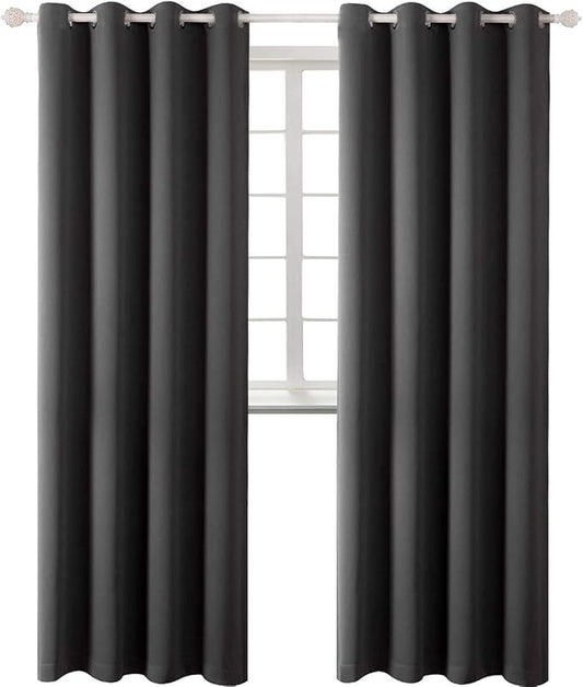 BGment Blackout Curtains for Bedroom - Grommet Thermal Insulated Room Darkening Curtains for Living Room, Set of 2 Panels, Each 55 x 96 Inch, Dark Grey