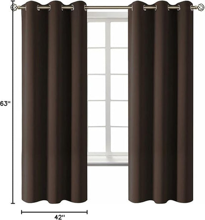 BGment Blackout Curtains for Living Room - Grommet Thermal Insulated Room Darkening Curtains for Bedroom, 2 Panels of 42 x 63 Inch, Brown
