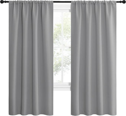 NICETOWN Silver Grey Blackout Curtains for Living Room - Triple Weave Home Decoration Thermal Insulated Solid Rod Pocket Blackout Drapes for Bedroom(Set of 2, 42 x 72 Inch)
