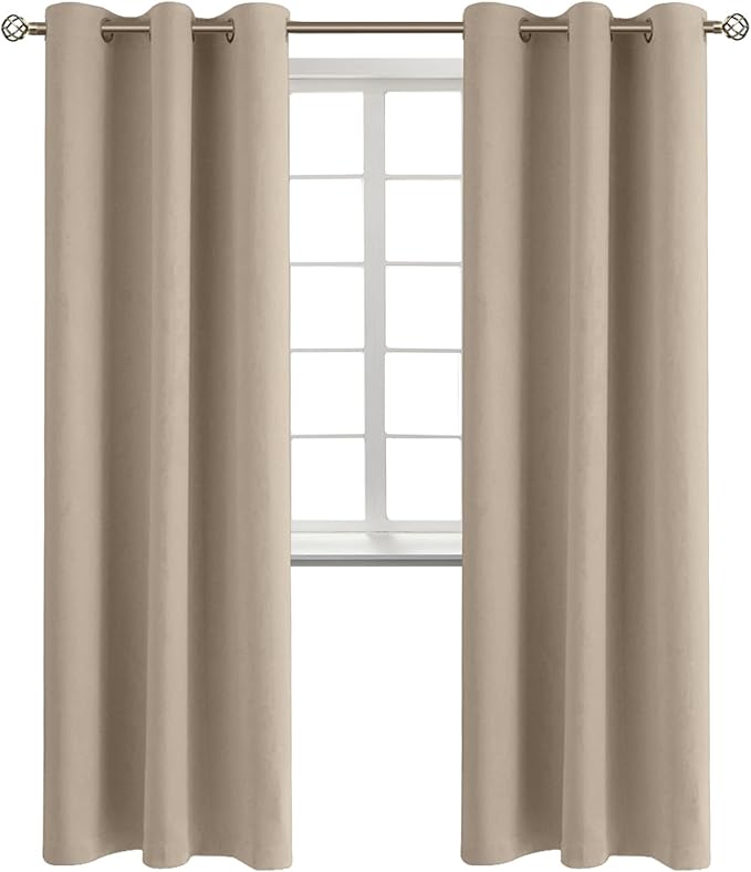 BGment Blackout Curtains - Grommet Thermal Insulated Room Darkening Bedroom and Living Room Curtains, Set of 2 Panels (38 x 84 Inch, Sand)