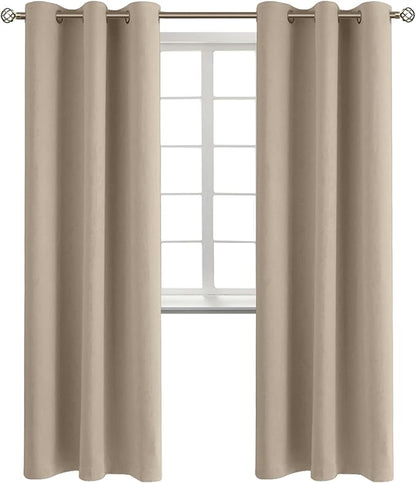 BGment Blackout Curtains - Grommet Thermal Insulated Room Darkening Bedroom and Living Room Curtains, Set of 2 Panels (38 x 84 Inch, Sand)