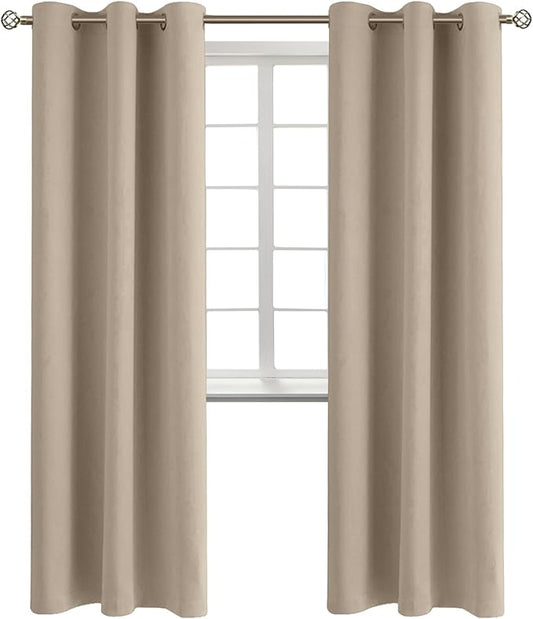 BGment Blackout Curtains - Grommet Thermal Insulated Room Darkening Bedroom and Living Room Curtains, Set of 2 Panels (42 x 84 Inch, Sand)