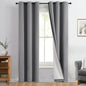 Yakamok 100% Blackout Curtain Panels 84 inches Cold and Light Blocking Drapes for Nursery, 2 Thick Layers Thermal Insulated Draperies (2 Pieces, 40 Wide Each Panel, Grey Front with White Backing)