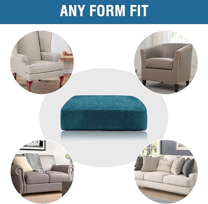 H.VERSAILTEX Velvet Stretch Couch Cushion Cover Plush Cushion Slipcover for Chair Loveseat Sofa Cushion Furniture Protector Seat Cushion Sofa Cover (3 Piece XL Sofa Cushion Covers, Deep Teal)