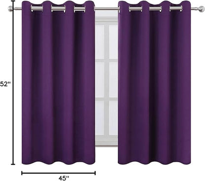 LEMOMO Purple Blackout Curtains/52 x 45 Inch Length Kids Curtains/Set of 2 Panels Grommet Bedroom Curtains for Living Room