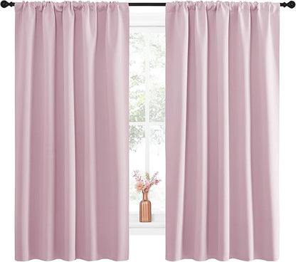 NICETOWN Room Darkening Curtains and Drapes - Thermal Insulated Rod Pocket Room Darkening Draperies for Dining Room (Lavender Pink, 2 Pieces, 52 inches Width by 63 inches Length)