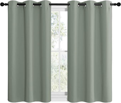 NICETOWN Modern Blackout Curtains Noise Reducing, Thermal Insulated and Privacy Room Darkening Drape Panels for Boy's Guest Room Door Small Short Window (Greyish Green, 2 Panels, W42 x L40 -Inch)