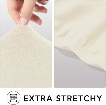 PureFit Super Stretch Sofa Slipcover – Spandex Non Slip Soft Couch Sofa Cover, Washable Furniture Protector with Non Skid Foam and Elastic Bottom for Kids, Pets (Oversized Loveseat, Ivory)