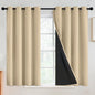 SimpleHome 100% Blackout Curtains for Bedroom,Thermal Insulated Beige Grommet Window Drapes Room Darkening Curtains for Living Room with Black Back,52 x 45 Inch,2 Panels