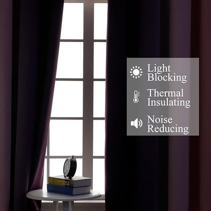 Pink&Purple Curtains 63 Inch Length 2 panels, Full Light Blocking Ombre Blackout Curtains for Kids Room, Thermal Insulated Noise Reducing Gradient Blackout Curtains for Girls boys Bedroom, 42x63 Inch