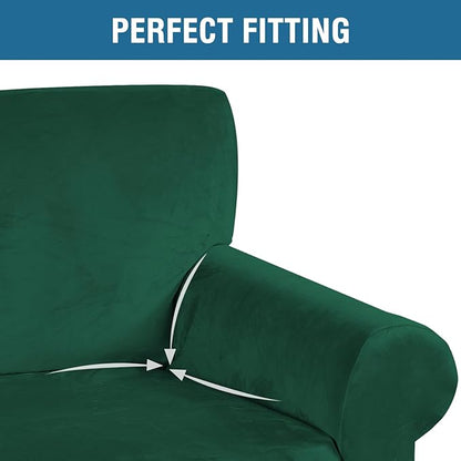 H.VERSAILTEX 1 Peice Stretch Velvet Sofa Covers for 3 Cushion Couch Covers Sofa Slipcovers Furniture Protector Soft, Crafted from Thick Comfy Rich Velour (Sofa 72"-90", Christmas Green)