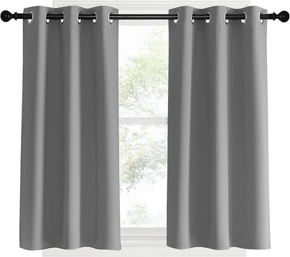 NICETOWN Room Darkening Kitchen Curtains, Silver Grey, 2 Panels, 34 by 40, Window Treatment Thermal Insulated Grommet Light Blocking Curtains & Drapes for Bedroom/Cafe