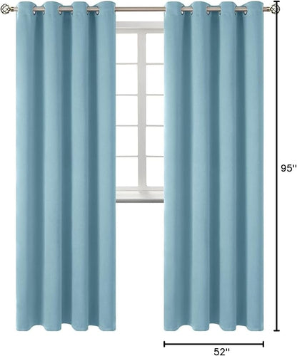 BGment Room Darkening Curtains 95 Inches Long - Grommet Thermal Insulated Drapes Window Treatment Curtains for Bedroom, 2 Panels, 52 x 95 Inch, Greyish Blue