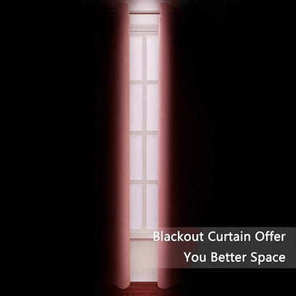 LEMOMO Blackout Curtains 42 x 84 inch/Coral Curtains Set of 2 Panels/Thermal Insulated Room Darkening Bedroom Curtains