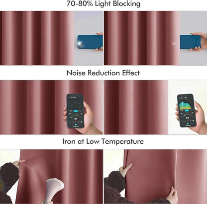 MIULEE Dusty Rose Back Tab Blackout Curtain 96 Inch Long 2 Panels Set for Bedroom, Rod Pocket/Pinch Pleat Thermal Insulated Living Room Darkening Pleated Light Blocking Floor to Ceiling Drape