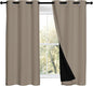 NICETOWN Taupe 100% Blackout Curtains 2 Panels with Black Liners, Thermal Insulated Full Blackout 2-Layer Lined Drapes, Noise Cancellation Window Draperies for Dining Room (42-inch W by 54-inch L)