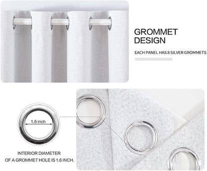 MIULEE Linen Texture Curtains for Bedroom Solid 100% Blackout Thermal Insulated Grayish White Curtains Grommet Room Darkening Curtains/Drapes Decor for Living Room 52x108 Inch (2 Panels)