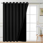 Yakamok 100% Blackout Sliding Door Curtains, Thermal Insulated Grommet Full Light Shading Sliding Door Drape Room Divider Curtain for Living Room/Space, Black, W100 x L84, 1 Panel