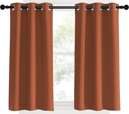 NICETOWN Kitchen Curtains Small Window Curtains & Drapes, Burnt Orange, 34" W x 40" L, 2 PCs, Thermal Insulated Solid Grommet Panels for Cupboard, Loft, Cafe, Dining Room