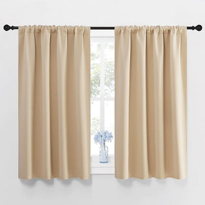 NICETOWN Blackout Room Darkening Curtains - Home Decoration Light & Noise Reducing Thermal Insulated Window Draperies with Rod Pocket Top (Biscotti Beige, Set of 2, 42 inches Wide x 48 inches Long)