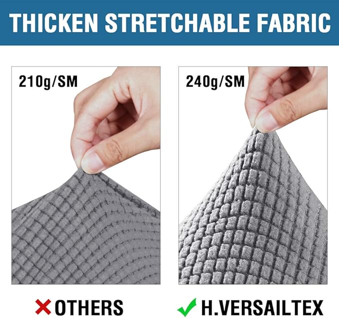 H.VERSAILTEX 4 Piece Stretch Sofa Covers for 3 Cushion Couch Covers for Living Room Furniture Slipcovers (Base Cover Plus 3 Seat Cushion Covers) Upgraded Thicker Jacquard Fabric (XL Sofa, Dove)