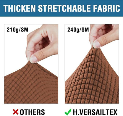 H.VERSAILTEX 4 Piece Stretch Sofa Covers for 3 Cushion Couch Covers for Living Room Furniture Slipcovers (Base Cover Plus 3 Seat Cushion Covers) Thicker Jacquard Fabric (Large Sofa, Caramel)