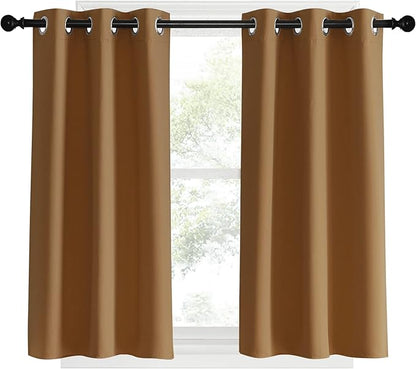 NICETOWN Window Curtains Blackout Drapes, 1 Pair, 34 by 40-inch, Gold Brown, Thermal Insulated Decorative Blackout Curtains/Draperies for Laundry