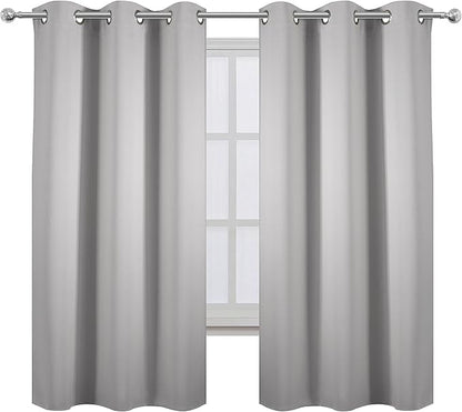 LEMOMO Light Grey Blackout Curtains 34 x 54 Inch Length/Set of 2 Curtain Panels/Thermal Insulated Room Darkening Blackout Curtains for Bedroom