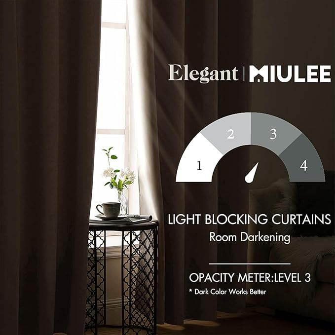 MIULEE Blackout Curtains 96 Inches Long for Bedroom Living Room Thermal Insulated Room Darkening Grommet Top Solid Light Blocking Drapery Set of 2 Window Panels Taupe