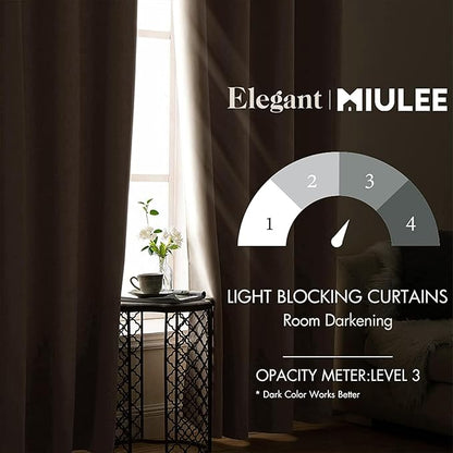 MIULEE Room Darkening Curtains Thermal Insulated Drapes Solid Window Treatment Set Grommet Top Light Blocking Blackout Curtain for Living Room/Bedroom 2 Panels 52 x 84 inch Length Taupe