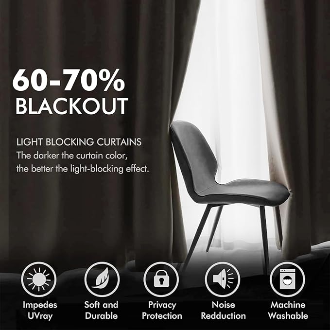 MIULEE Elegant Velvet Curtains Beige Grommet Curtains Thermal Insulated Soundproof Room Darkening Blackout Curtains/Drapes for Girls & Ladys Living Room/Bedroom Decor 52 x 96 Inch 2 Panels
