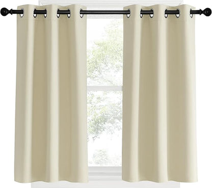 NICETOWN Blackout Beige Curtains and Drapes, Beigs, Set of 2, W34 x L40, Window Treatment Thermal Insulated Solid Grommet Blackout Draperies for Kitchen/Cafe
