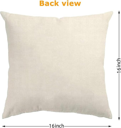 ONFAON Spring Pillow Covers 16x16 Inch Set of 4,Seasonal Floral Outdoor Decorative Square Linen Farmhouse Decor Cushion Covers for Home Sofa Bed Couch