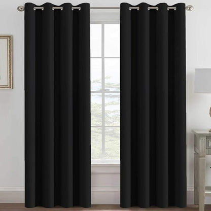 H.VERSAILTEX Blackout Curtain for Living Room Thermal Insulated Window Treatment Curtain Extra Long 108 inch Length Energy Saving Solid Grommet Top Blackout Drape, One Panel, Jet Black, 52"W x 108"L