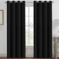 H.VERSAILTEX 100% Blackout Curtains for Bedroom Black Out Curtains 96 inch Thermal Insulated Long Blackout Curtains for Living Room, Energy Saving Curtains for Patio Door Grommet (1 Panel, Jet Black)
