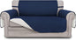 Easy-Going Reversible Loveseat Couch Cover for 2 Cushion Couch Sofa Cover for Dogs Water Resistant Furniture Protector with Foam Sticks Elastic Straps for Pet (Loveseat, Navy/Ivory)