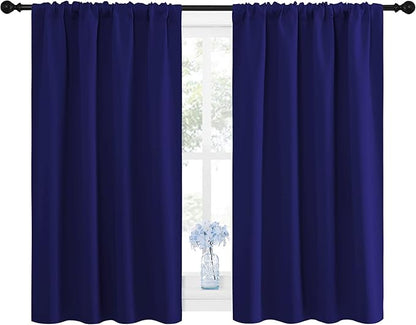 NICETOWN Navy Blue Curtains Blackout Draperies - Home Fashion Thermal Insulated Solid Drape Panels for Kid's Room, Privacy Window Dressing (1 Pair, 42 inches x 45-Inch)