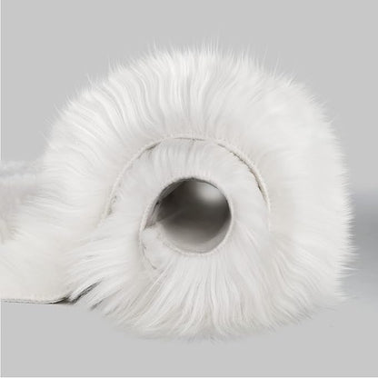 CIICOOL Faux Fur Rug White Fluffy Area Rugs for Bedroom, Thick Fuzzy Shag Rug Furry Bedside Nursery Rug for Living Room Plush Indoor Floor Carpet for Kids Room Teen Dorm, 3x5 ft