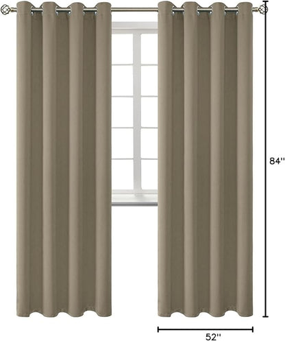 BGment Room Darkening Curtains 84 Inches Long - Grommet Thermal Insulated Drapes Window Treatment Curtains for Bedroom, 2 Panels, 52 x 84 Inch, Cocoa