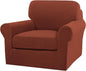 Turquoize 2 Piece Chair Covers Chair Slipcovers for Living Room Armchair Couch Cover Chair Sofa Cover with Individual Cushion Covers Furniture Cover for Chairs Feature Jacquard Fabric (Chair, Rust)