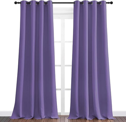 NICETOWN Lilac Purple Blackout Curtains 120" Long for Office, Dining, Guest Room, 55" Wide, 2 Pieces, Sound Reducing Heat and Cold Block Curtain Panels for Modern Decorative