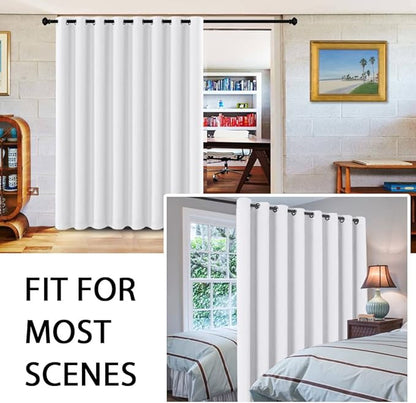 H.VERSAILTEX White Curtains for Sliding Glass Door Room Divider Curtains Noise Reduce Barrier Privacy Curtain Panel Portable Window Screen Sliding Partition, W120 x L96 inches/8' Tall by 10' Wide