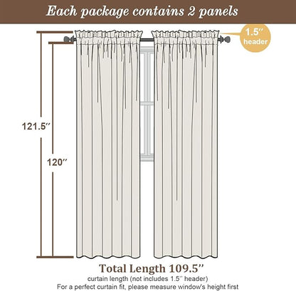 Chyhomenyc Extra Long Black Sheer Curtains 120 Inches Long 2 Panels, Light Filtering Black Curtains for Living Room, Soft Gentle Voile Rod Pocket Bedroom Window Drapes, 59Wx120L Inch, 10FT, 2PCS
