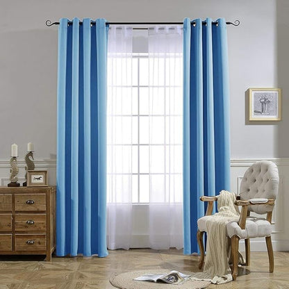 NICETOWN Sky Blue Blackout Curtains - Home Decor Window Treatment Ring Top Blackout Draperies Curtains for Living Room (2 Panels， 52 by 84， Blue)