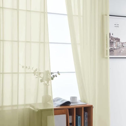 SpaceDresser Basic Rod Pocket Sheer Voile Window Curtain Panels Sage Green 1 Pair 2 Panels 52 Width 45 Inch Long for Kitchen Bedroom Children Living Room Yard（Sage Green, 52W x 45L）